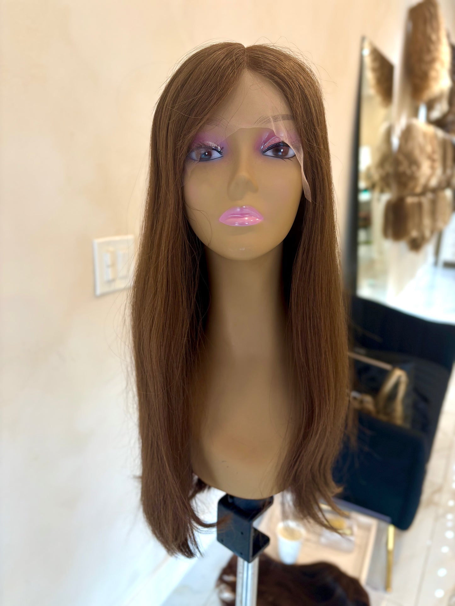 Lace top wig Human hair 4# 24' M
